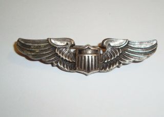 Vintage Sterling Silver Wwii 2 " Shirt Pilot Wings Usaaf U.  S.  A.  A.  F Army Air Force