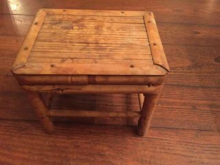 Adorable Vintage Small Bamboo / Wicker / Rattan Side Table Plant Stand 8 
