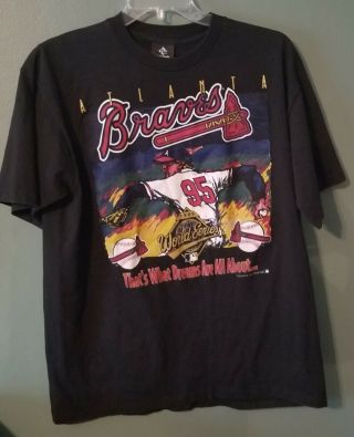 Vintage 1995 Atlanta Braves Mlb World Series T - Shirt Xl Single Stitch Black