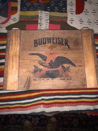 Vintage Antique Anheuser - Busch Budweiser Beer Wood Crate Advertising Wooden