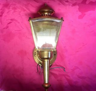 Vintage Brass 15 " Lantern Lamp Wall Sconce Light Fixture Porch Patio Outdoor