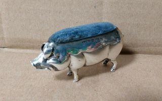 1905 Antique Sterling Silver Adie Lovekin Pin Cushion Pig Hog