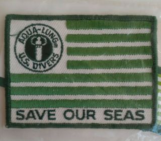 Vintage Save Our Seas Patch & Stickers Aqua Lung Us Divers Flag Jacques Cousteau