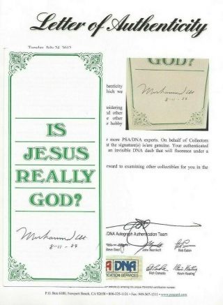 Muhammad Ali Heavyweight Champ Boxing Autographed Religious Pamphlet Psa Letter