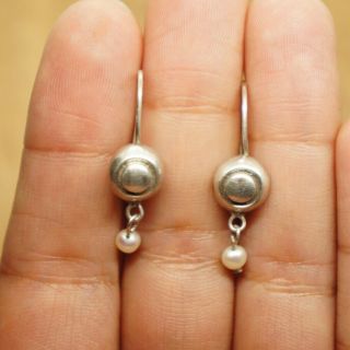 Vintage.  925 Sterling Silver Dangle Earrings With Pearls