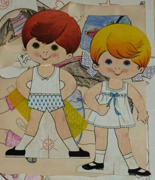 Vintage Betty And Bobby Boxed Paper Dolls Holiday Twins Hard To Find