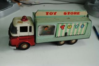 Antique Red China Tin Toy Mf172 Toy Store Truck Friction,  Very Rare