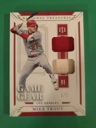 2019 Panini National Treasures - Mike Trout - Game Gear Dual Relic 1/5