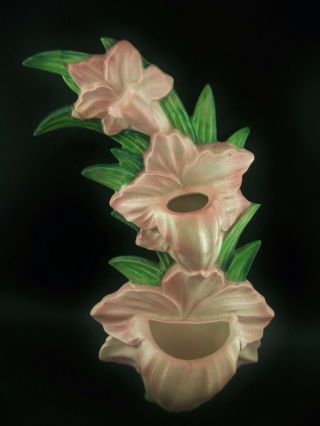 Carlton Ware Gladioli Vintage English China Art Deco Wall Pocket 2 Tier Vase Af