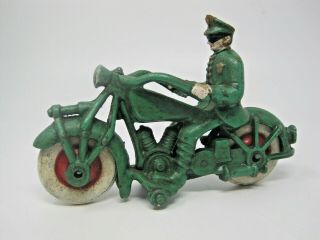 Vintage Hubley? Cast Iron Toy Motorcycle 7 " Police Officer Cop