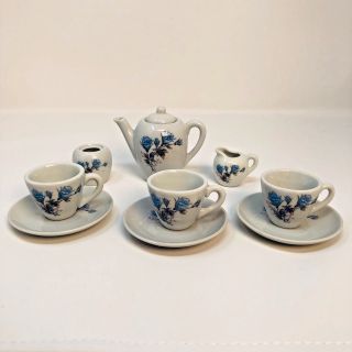 Vintage 10 Piece Childs Tea Set Porcelain Girl Flowers Japan