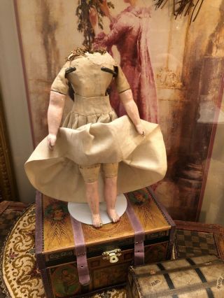 Wonderful Antique Petite Paper Mache & Cloth Doll Body