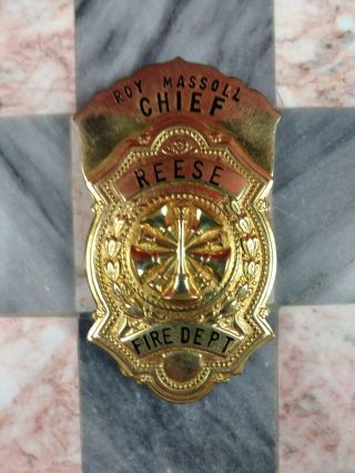 Obsolete Vintage Gold Filled Reese Fire Department Chief Badge