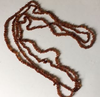 3 X Vintage Rough Cut Long Baltic Amber Bead Necklaces Poland