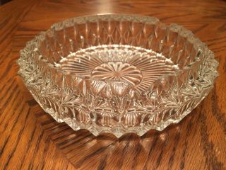 Vintage Ashtray Large Heavy Crystal Clear Cut Glass 7 ½” Diameter