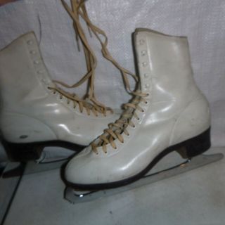 Vintage S P Terri Leather Ice Skates Holiday Decor Craft