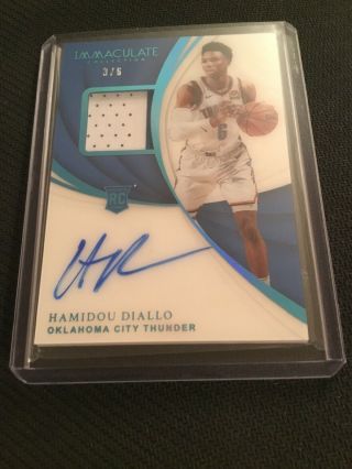18 - 19 Immaculate Basketball Hamidou Diallo Rpa 3/6 Jersey Number Variation