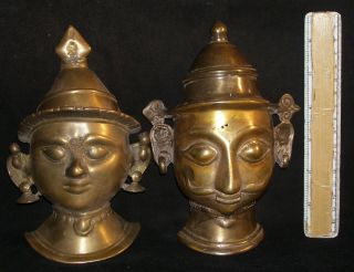 Traditionl Hindu Traditional Indian Ritual Mask Of God Shiva And Parvati 1