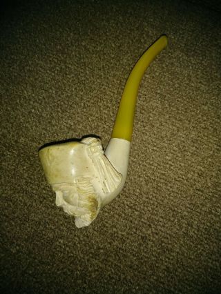 Vintage Meerschaum Tobacco Pipe.  Man ' s face with turbin. 3