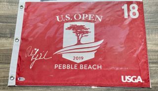 Phil Mickelson Signed 2019 U.  S.  Open Pebble Beach Flag Beckett