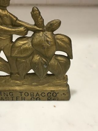 Vintage Metal Brass Colored Topping Tobacco Lancaster Co Advertising Piece Sign 3