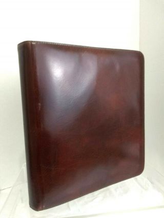 Bosca Brown Leather Three Ring Binder Hand Stained Hide Vintage