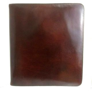 Bosca Brown Leather Three Ring Binder Hand Stained HIde Vintage 3