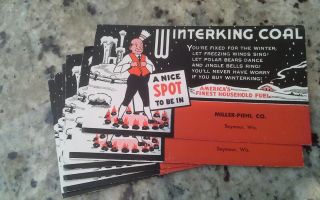 Vintage Set Of 6 Winterking Coal Advertising Ink Blotters Seymour Wisconsin