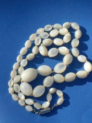 Antique Mother Of Pearl Necklace,  Gradueted,  Hand Knotted.