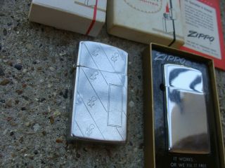 VINTAGE SLIM ZIPPO LIGHTERS WITH BOXES 2