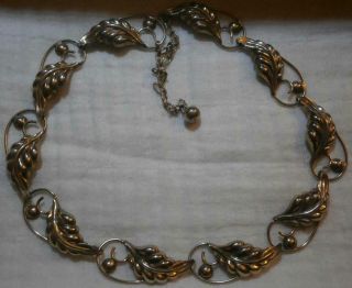 Really Good Vintage Sterling Silver Gilt Leaf Design Necklace By Bond Boyd