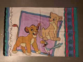 Lion King Pillowcase Two Sided Vintage 90’s Disney Simba Nala Pumbaa Timon Euc