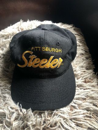 Vintage Pittsburgh Steelers Snapback Hat Black Nfl
