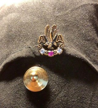 Vintage American Airlines 25 - Year Service Pin - - 2 Diamonds And 1 Ruby