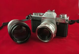Beseler Topcon Unirex Vintage 35mm Slr With Two Lenses 50mm F/2 And 135mm F/4