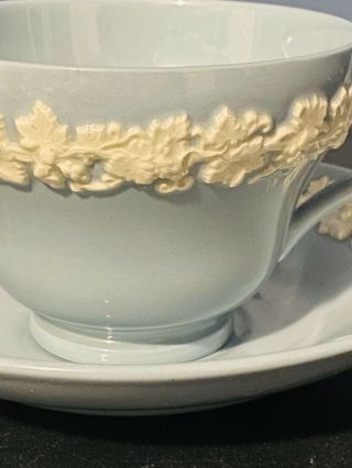 Vintage Wedgwood Embossed Queensware Cream on Lavender Smooth Edge Cup Saucer 2