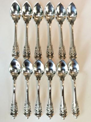 Wallace Sterling Silver Grande Baroque Old Heavy Grapefruit Spoons 12pc Rare