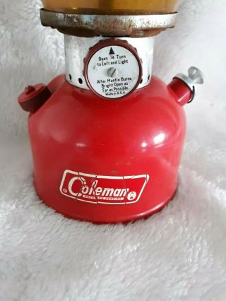 Vintage Red Coleman Lantern 200A Single Mantle w/Pyrex Globe NOT BEEN 2