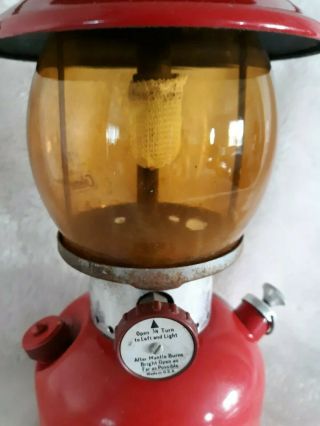 Vintage Red Coleman Lantern 200A Single Mantle w/Pyrex Globe NOT BEEN 3