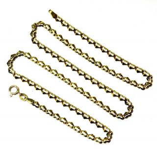 14k Yellow Gold Heart Link Chain Necklace 7.  2g 18 1/2 " Estate Vintage Antique