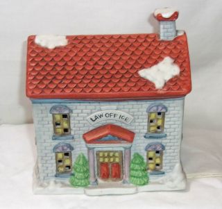 Vintage Lighted Ceramic Christmas Village House - Americana Law Office Building