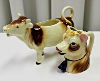 2 Vintage Porcelain Milk Cow Creamer,  1 Marked Germany / 1 Marked Japan