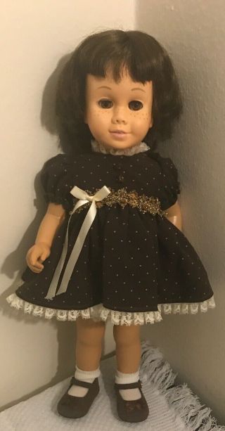Chatty Cathy Vintage Doll With Brown Dress
