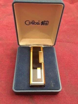 Vintage Colibri Pocket Lighter Black And Gold