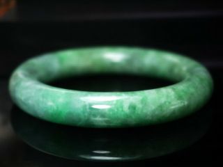 Estate Chinese Natural Icy Apple Green Jade Jadeite Stone Bangle Bracelet 57 Mm