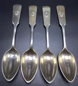 Karol Filip Malcz Antique Russian 84 Sterling Silver Set 4 Spoons 6 3/8”
