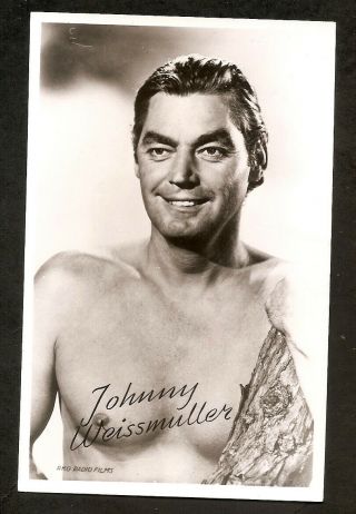 Johnny Weissmuller Postcard Real Photo Vintage 1940s Card