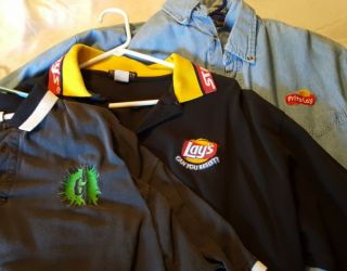 4 Frito Lay Vintage Shirts Star Wars & Goosebumps Golf Shirts And 2 Denim