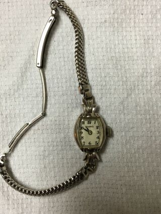 Vintage Longines Womans 14k White Gold Watch.  Mesh Band Is.  025 Gold Content