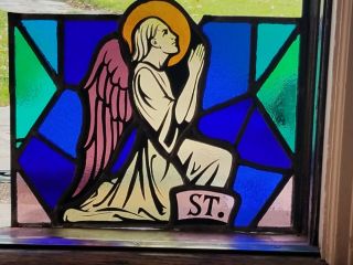 Small Antique Stained Glass Church Window Section For Repurposing,  Ny